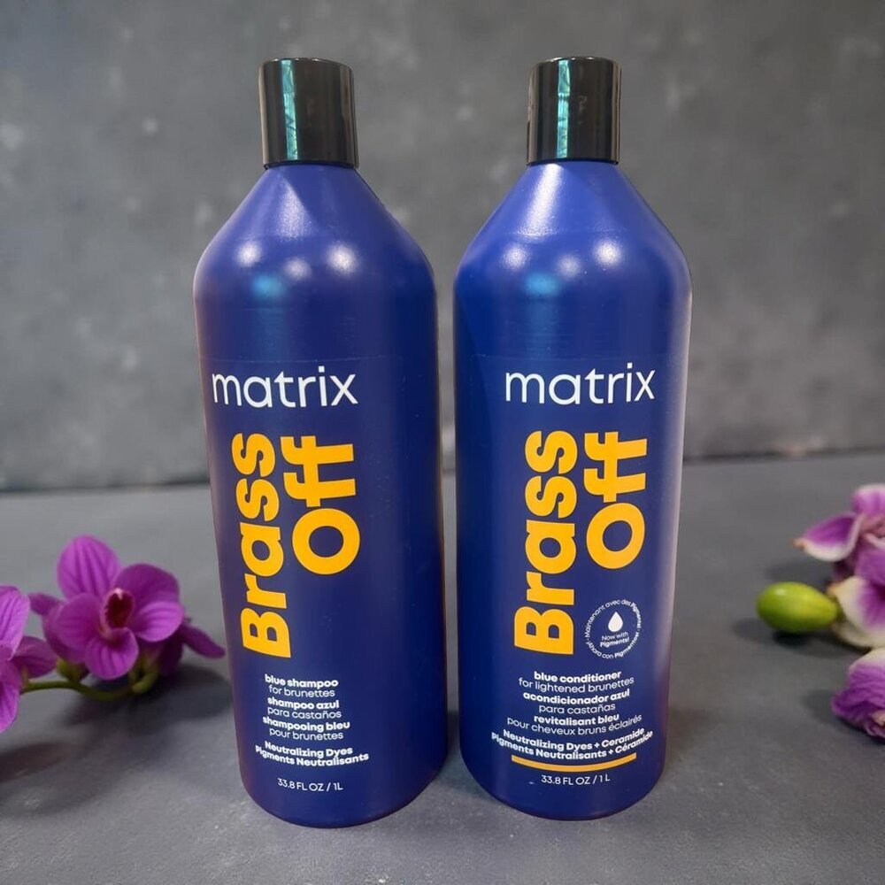 Matrix Brass Off Blue Brunettes Shampoo Conditioner 33.8 oz